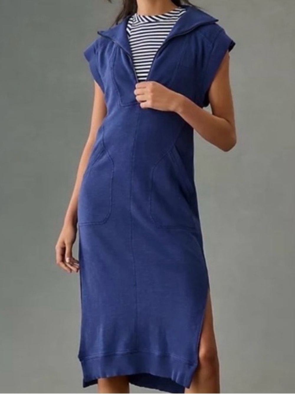 anthropologie navy blue dress | Dresses | Anthropologie Daily Practice Meru Zip Front Cotton Midi Small Evening gowns Size:105 Kids & Teens Paloma Blanca, Blue Bird Flare Dress by Anthropologie